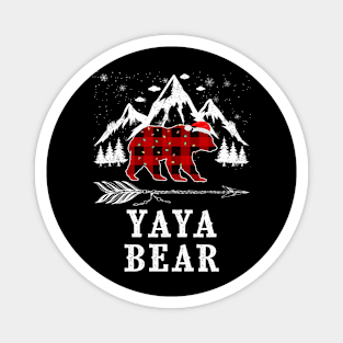 Yaya Bear Christmas Red Plaid Buffalo Family Pajama Funny Magnet